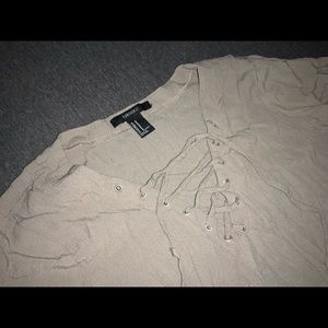 FOREVER 21 100% Rayon T Shirt Lace Up Top